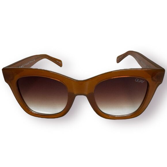 QUAY After Hours 111 Sunglasses Crystal Caramel Smoke Taupe Gradient Lenses Rare - Picture 3 of 10